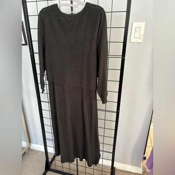 Lane Bryant Long Sleeve Wrap Sweater Gray Midi Dress NWT - Picture 11 of 12